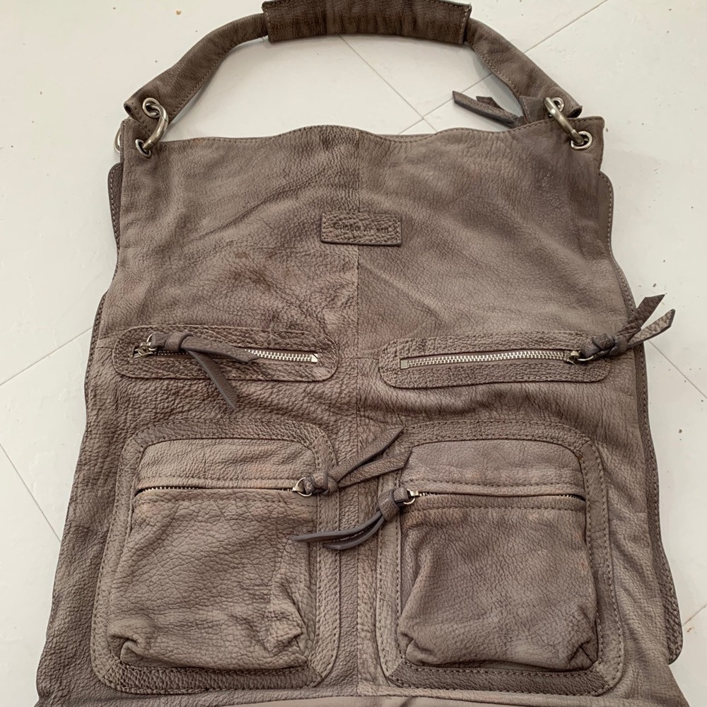 Gray leather Chocolat blu handbag